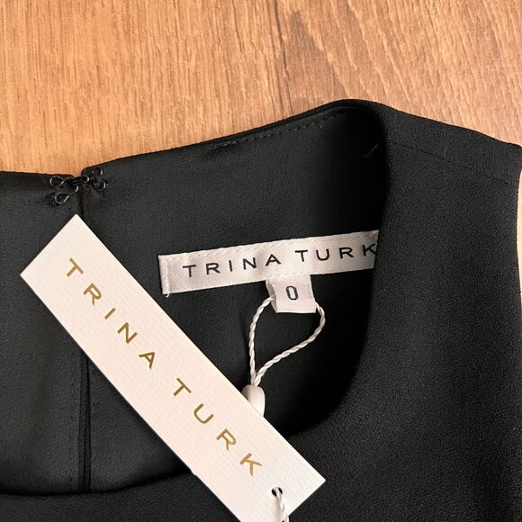 NEW Trina Turk Alaina Carmel Crepe Tiered Black Dress Sz 0 - Picture 4 of 15